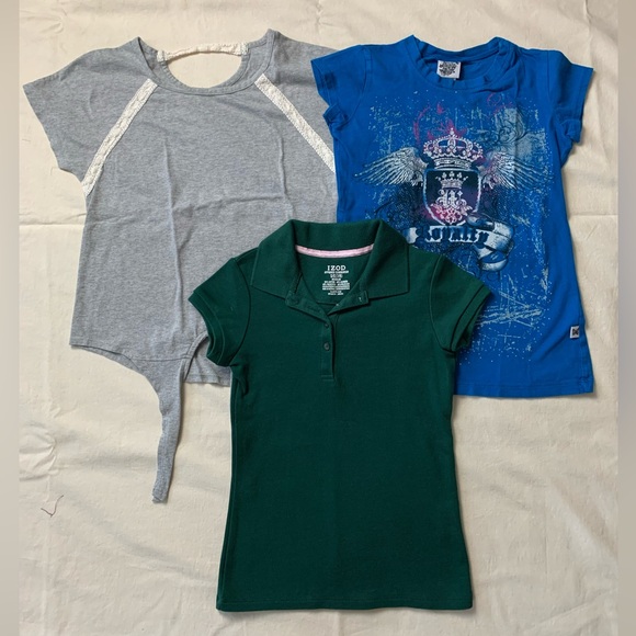 Lot of 3 Girls Tops in Blue Green Gray Sizes 8,10🌸 - Picture 1 of 2